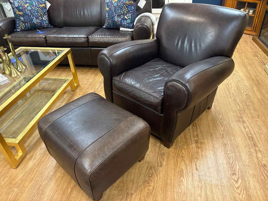 Pottery Barn 'Manhattan' Armchair and Ottoman