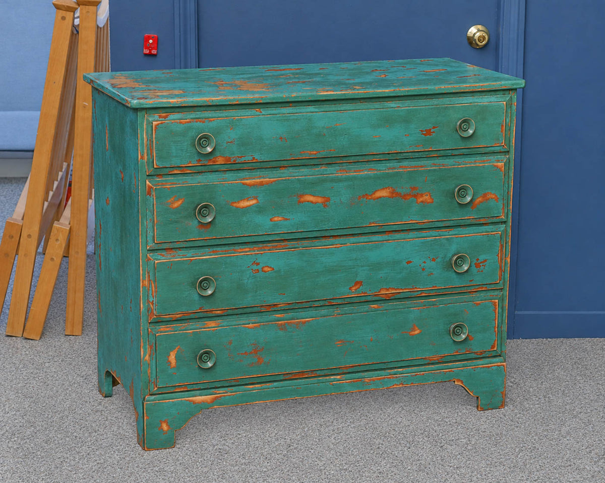 Four Drawer Dresser in Distressed Turquoise Finish