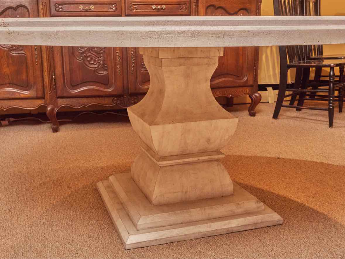 Ballard Design 'Andrews 'White Washed Mango Wood Round Pedestal Dining Table