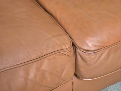 Drexel Pelle 'Russet' Leather 3 Cushion Nailhead Trim Rolled Arms Sofa