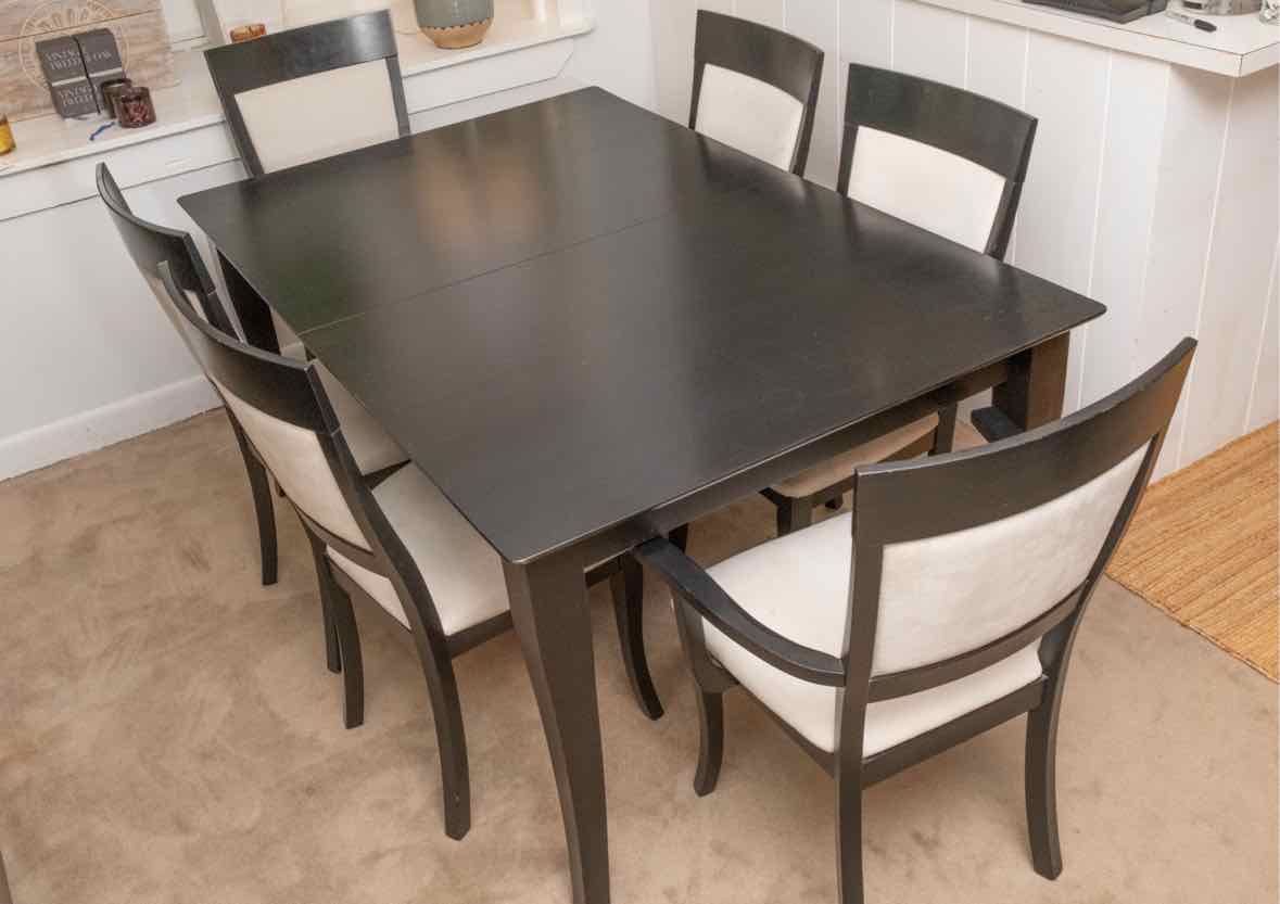 Bermex Table in Black Wipestain Finish  & 6 Chair Set
