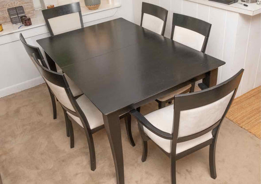 Bermex Table in Black Wipestain Finish  & 6 Chair Set
