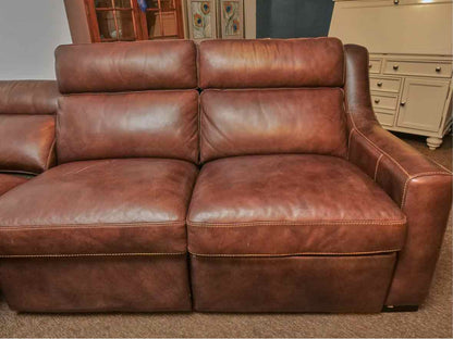 Bernhardt   3 Cushion Sofa  Chestnut Brown Leather Power  Recliner