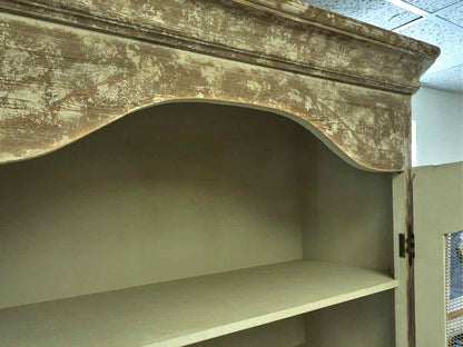 Rustic French Inspired Display Cabinets in Grey Finish with Wire Mesh Doors