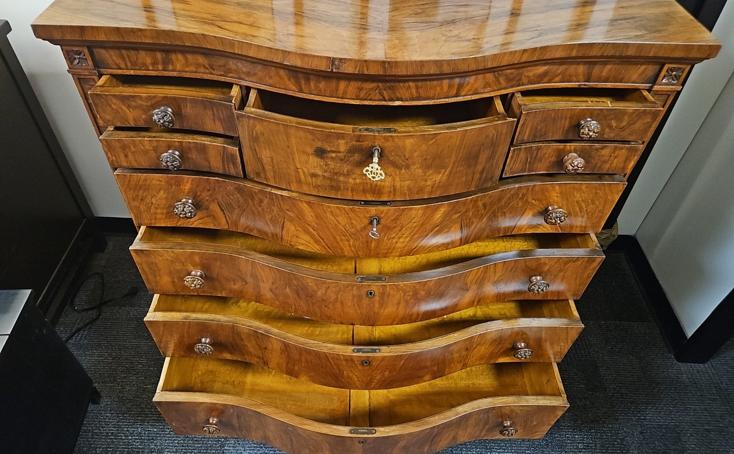 Flame Mahogany Antique Chest