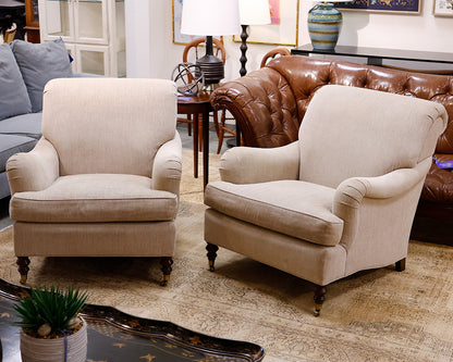 Pair of Ferrell + Mittman Rolled Arm Accent Chairs