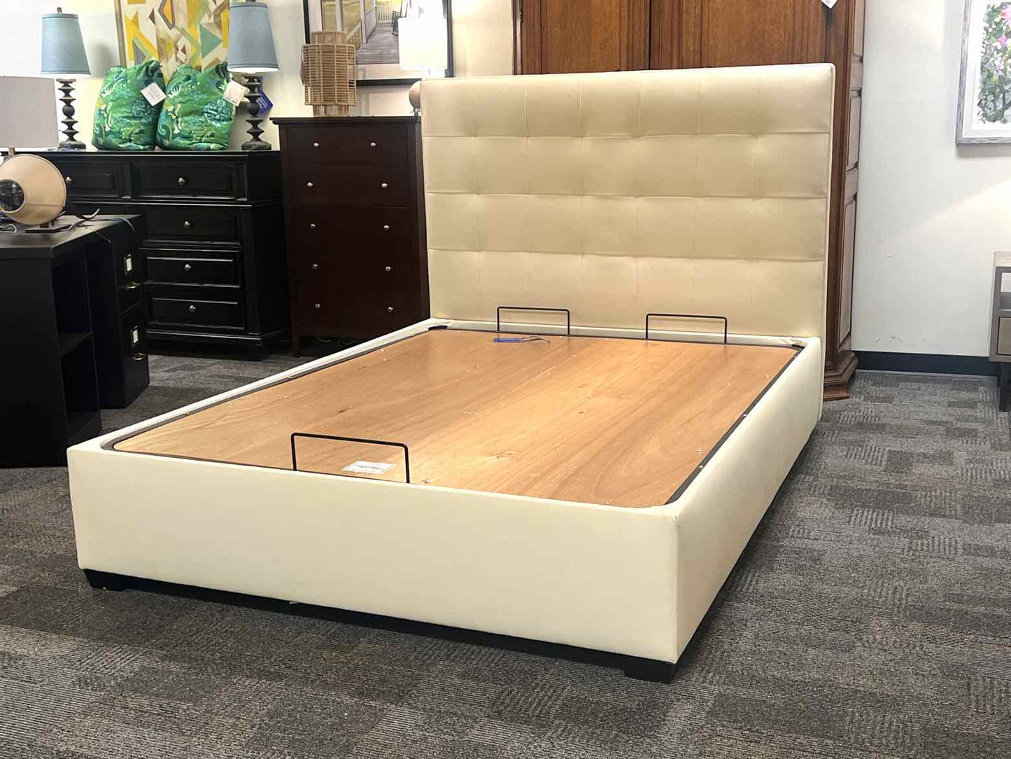Mitchell Gold + Bob Williams Ivory Leather Queen Bed