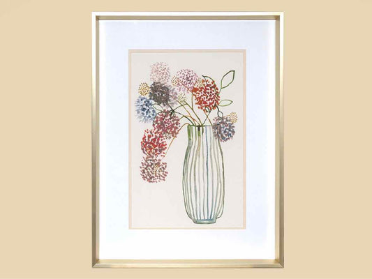 Framed Giclee 'Blossoms in Striped Vase I'
