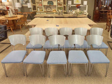 Set of 10 Regal Dining Chairs in Blue Uphostery with Silver Finish Frame