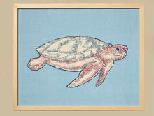 Framed Giclee: "Turtle on Blue Linen"