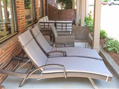 Pair of Brown Resin Wicker Outdoor Chaise Loungers