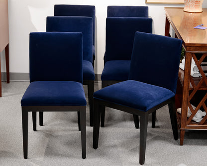 Set of 6 Arhaus Blue Velvet Dining Chairs