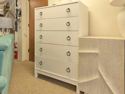 Gat Creek  " Tomlin" Maple 5 Drawer Chest in Classic True White Finish