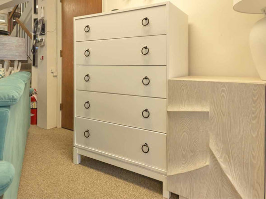 Gat Creek  " Tomlin" Maple 5 Drawer Chest in Classic True White Finish