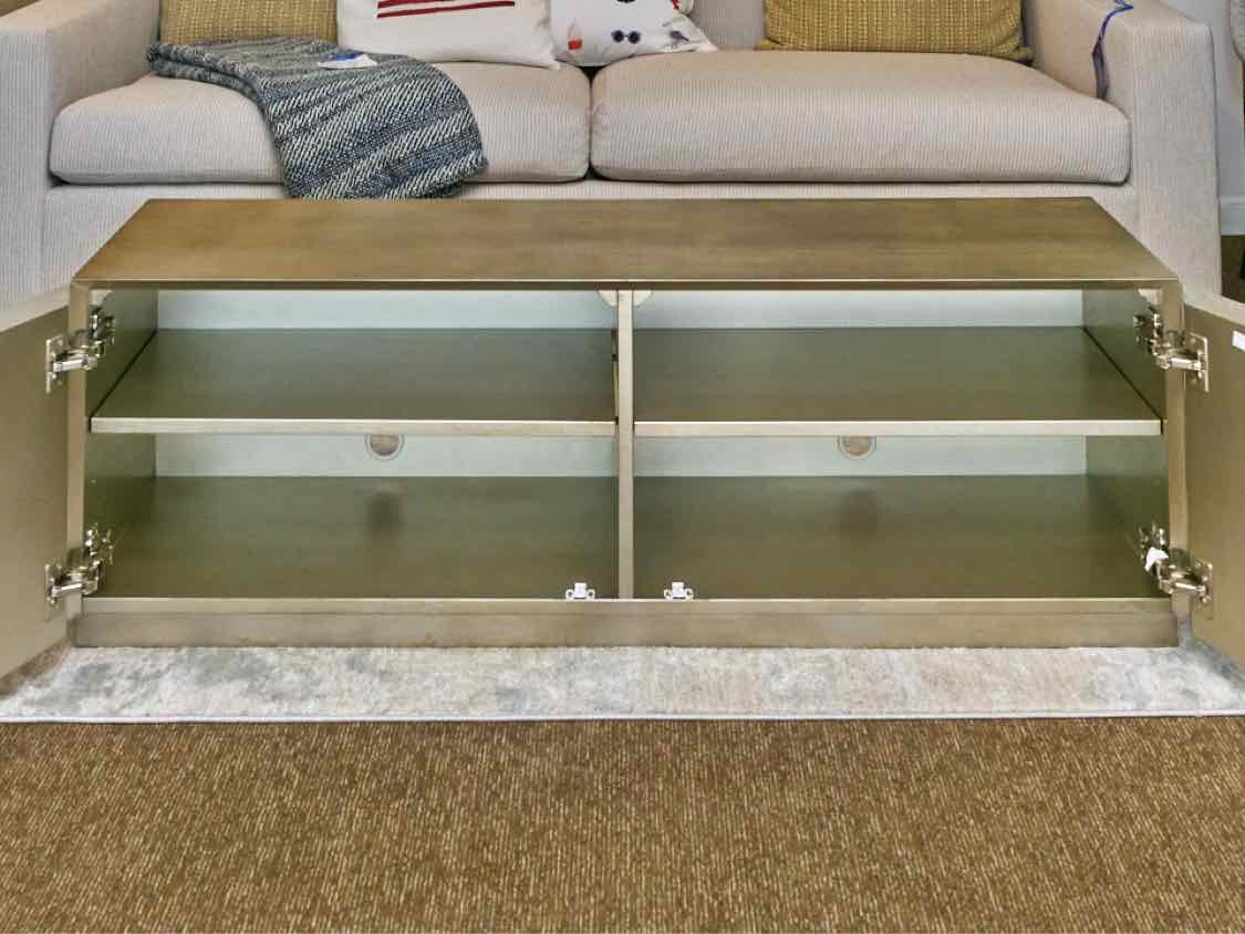 Mohr & McPherson 2 Door 2 Shelf Silver Metallic Rubbed Finish Media Furniture