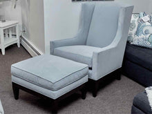'Robin Egg' Blue Performance Velvet High Back Chair & Ottoman