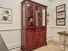 Boston Interiors Cherry 3 Glass Door  3 Drawers 3 Cabinet Doors  Hutch
