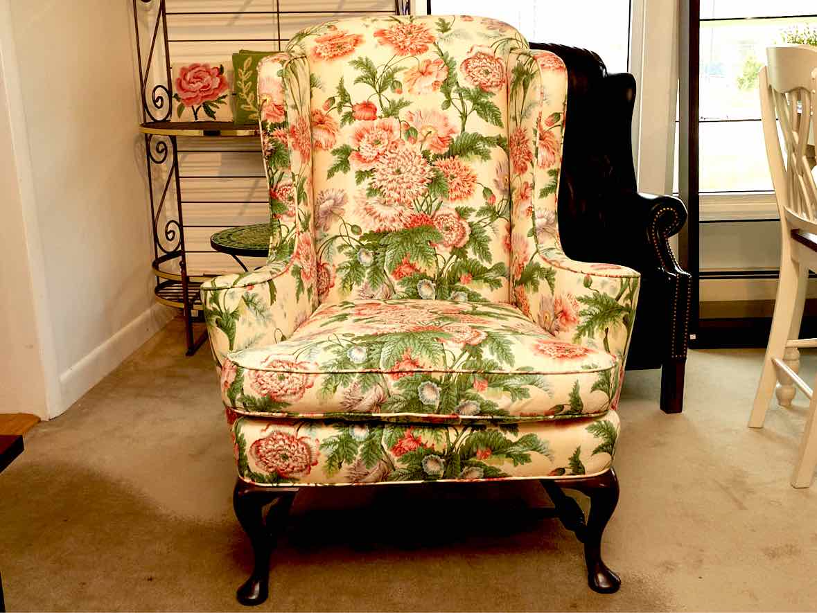 Wingback Floral Upholstered Chair