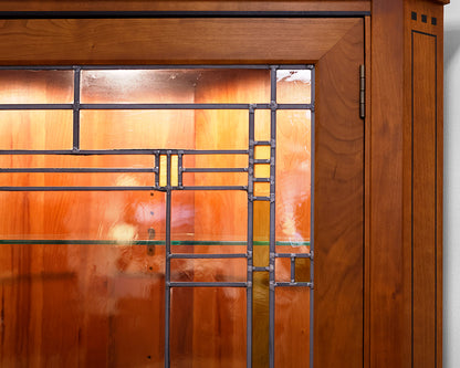 Stickley Mission Style Cherry Corner Cabinet w/ Leaded Glass Door