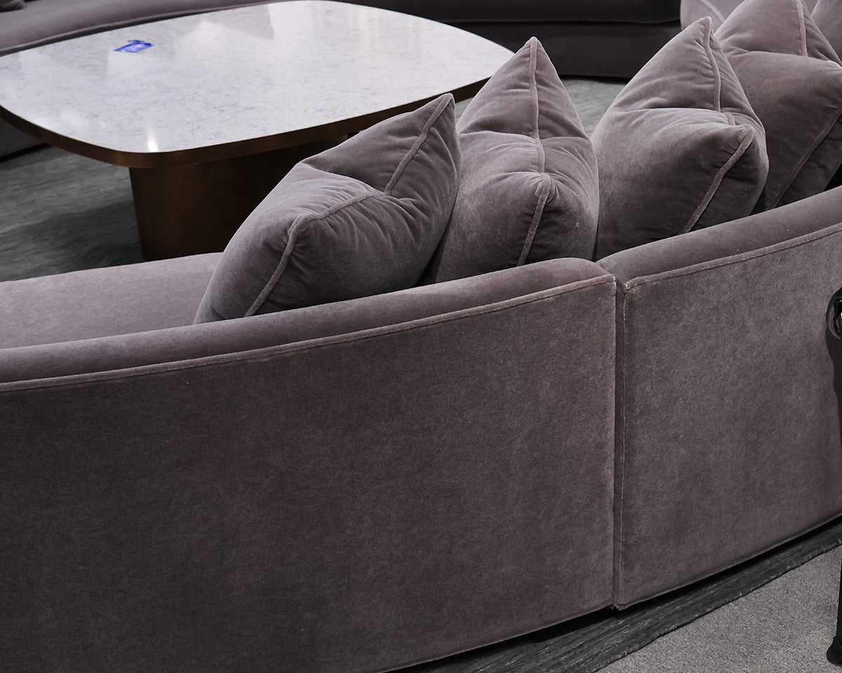 Bright Furniture 3-Piece Curved Sectional in Grey Mohair