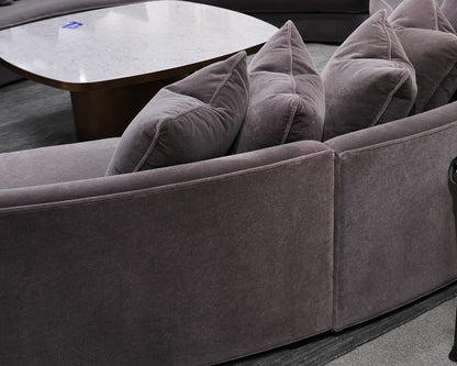 Bright Furniture 3-Piece Curved Sectional in Grey Mohair