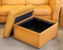 Ekornes Camel Leather Square Storage Ottoman
