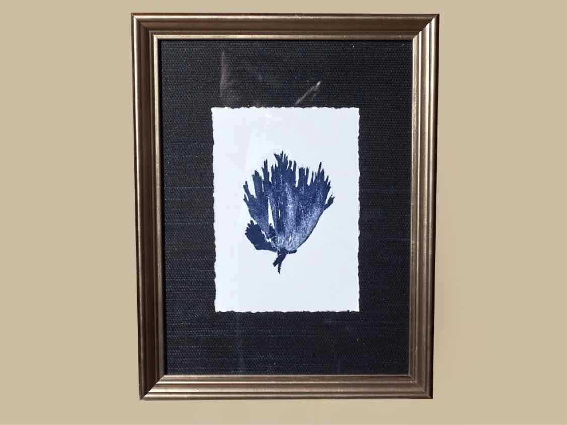 Coral Art Print On Grasscloth Driftwood Finish Frame III