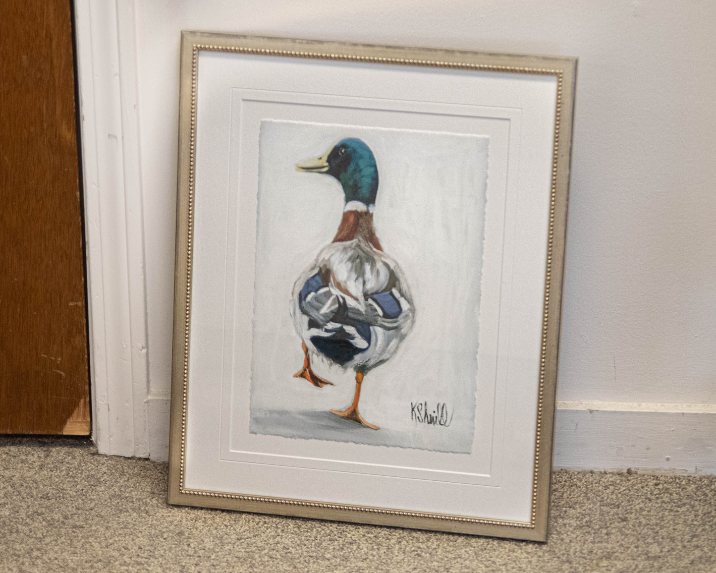 'Mallard Walking 1' in Silver Frame