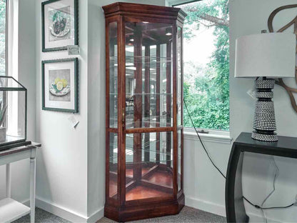 Howard Miller Lighted Cherry Corner Display Cabinet