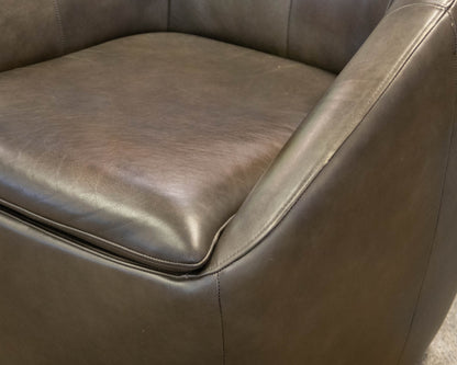 Pair Of Swivel Base Vegan Leather Mocha Chairs