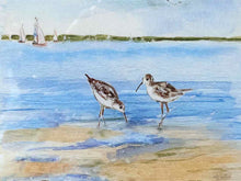'Sandpiper Beach I' Watercolor Print Doublre Matted Driftwood Frame
