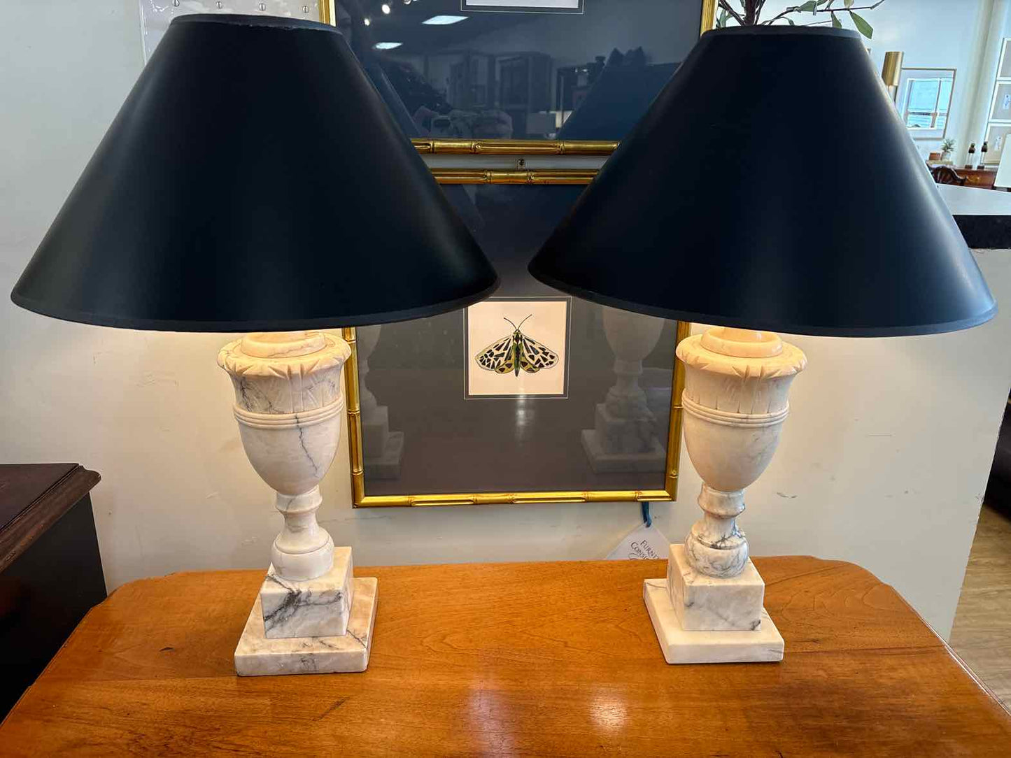 Pair of Neoclassical Marble Urn Table Lamps