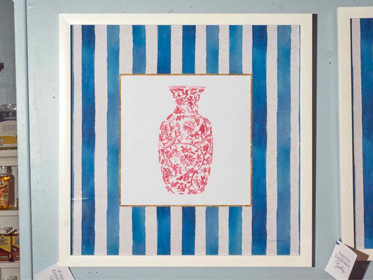 'Chinoiserie Vase II' White Framed Print Under Glass
