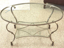 Oval Brass Finish Cocktail Table with Glass Top