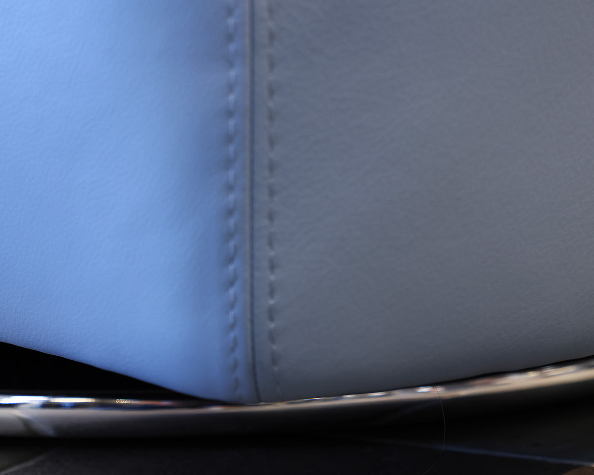 Roche Bobois Tangram Swivel Chair in Robins Egg Blue Leather
