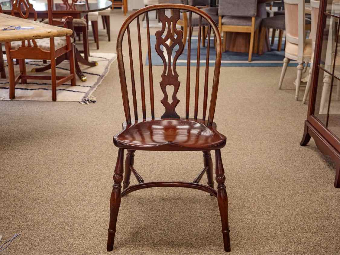 Set of Six Antique Colonial Solid Oak Side Chairs