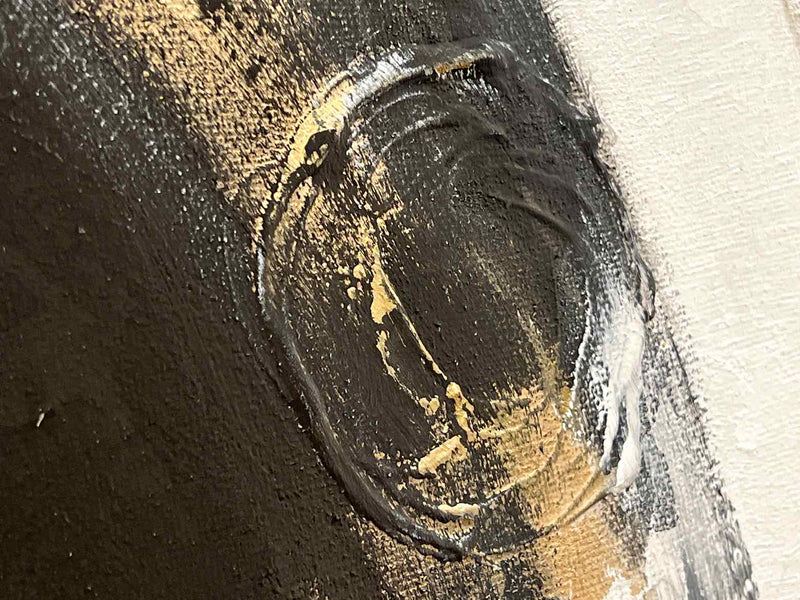 Contemporary Brush Stroke  in Black,Gold, & White Wall Decor