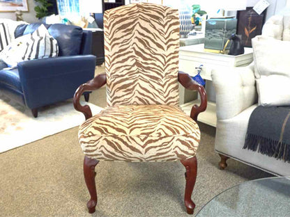Best Chair Gooseneck  Queen Anne Arm Chair with Zebra Upholstery