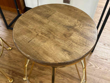 Pair of Wood & Brass Bar Stools