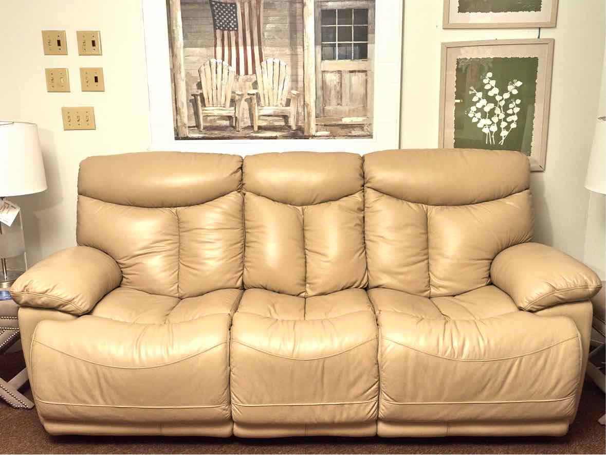 Sand Leather Power Recllining Sofa
