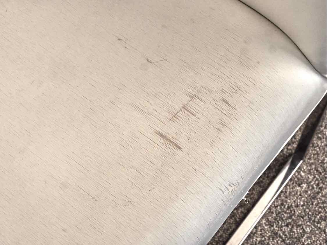 Set of 4 Cream Upholstered Dining Chairs with Chrome Frame