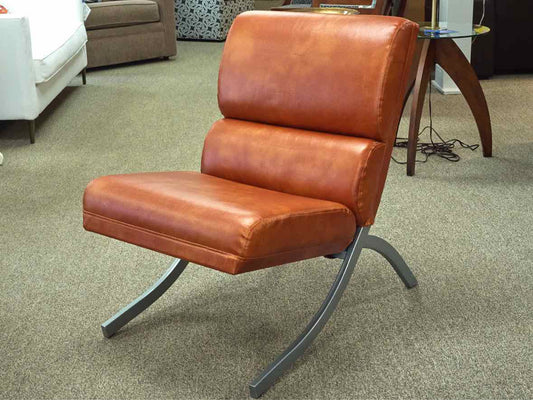 Faux Leather Mid-Century Modern Chair in Rust
