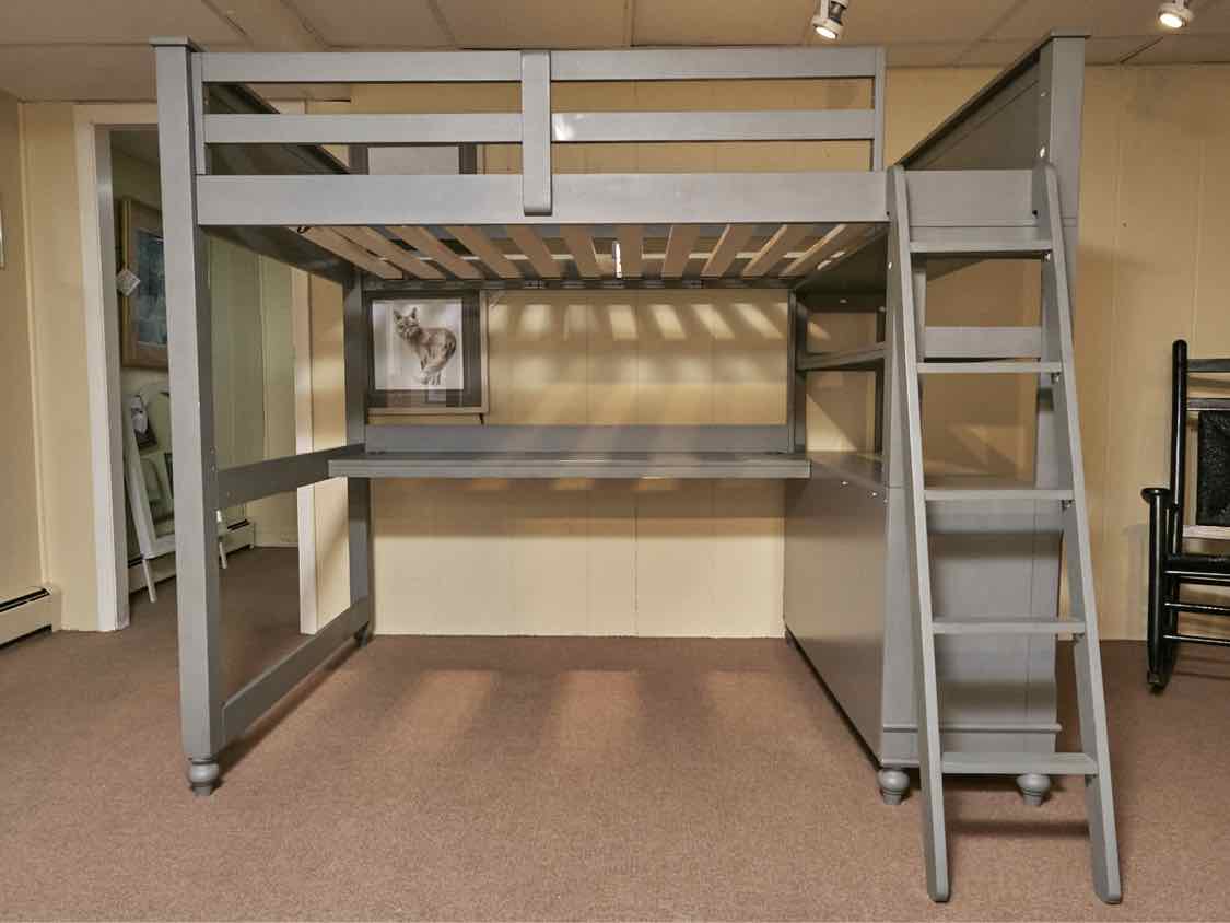 Hillsdale Furniture Full Size Lakehouse Loft Bed with Dresser & Desk in Stone