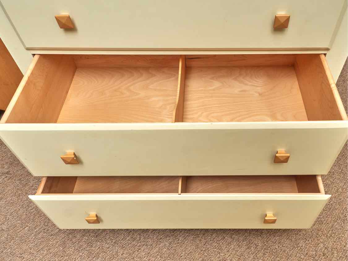 Ethan Allen Maple Top & Cream Finish 5 Drawer Chest