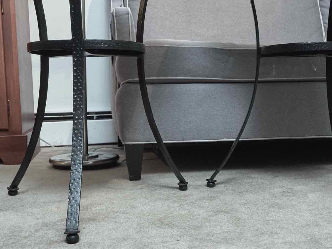 Pair Of Black Finish Metal Side Tables