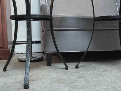 Pair Of Black Finish Metal Side Tables