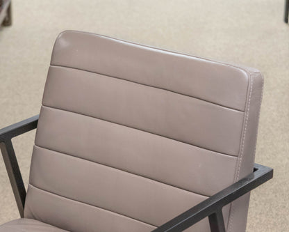 Pair of Crate & Barrel 'Channel Grey' Leather Armchairs