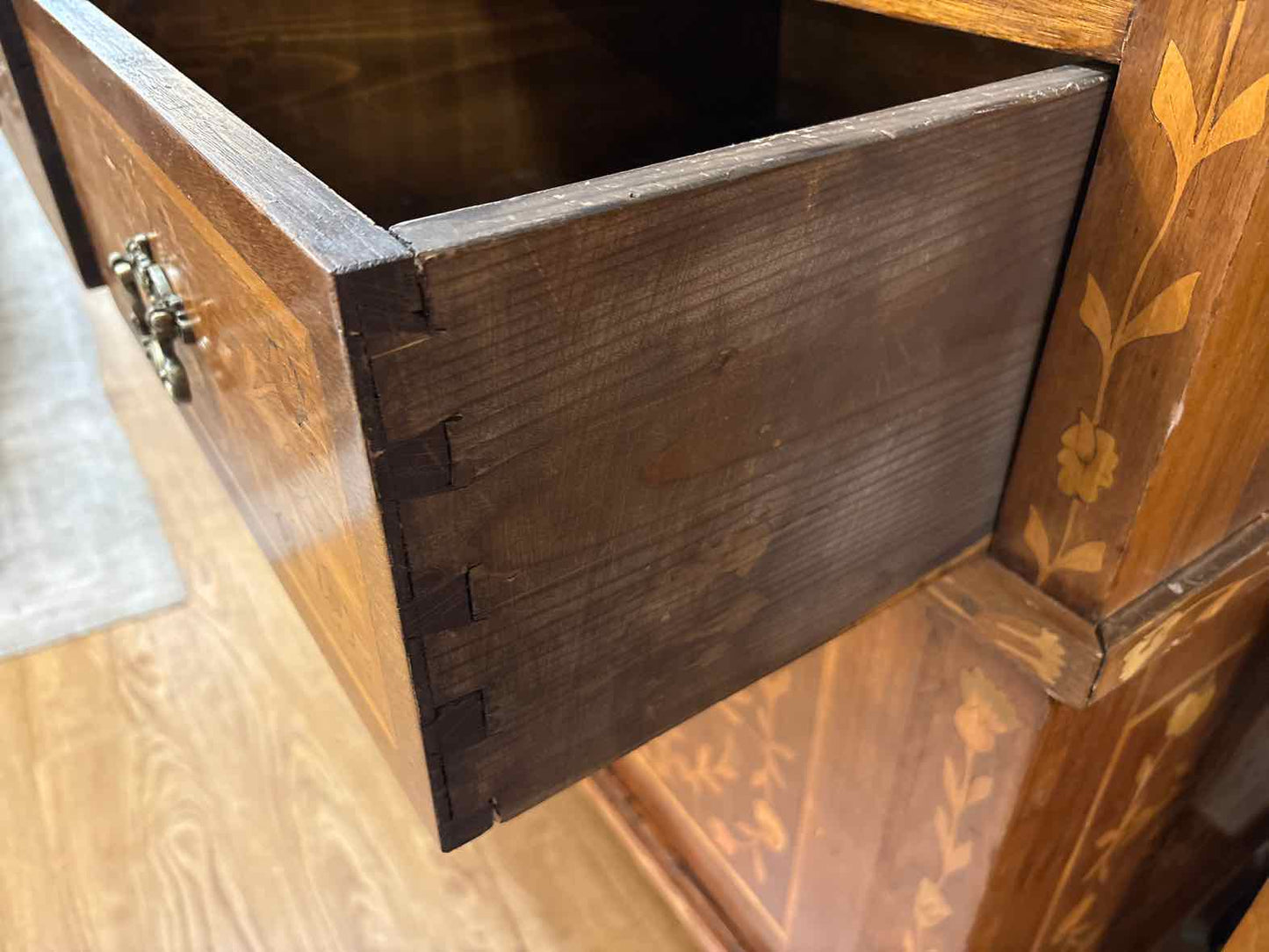 Antique Biedermeier 2-Piece Inlaid Cabinet