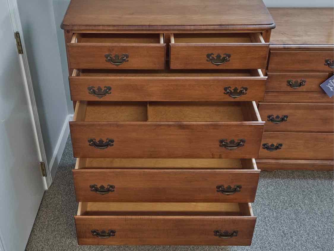 Maple 3-Over-3 Tall Chest with Antique Brass Pulls