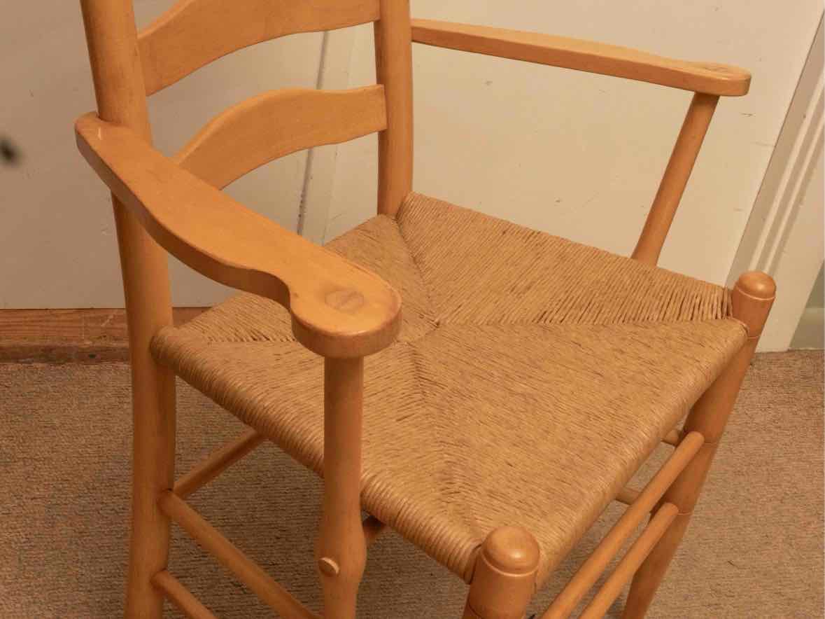 Set Of 8 Ash Ladder Back Rush  Seats Dining Chairs